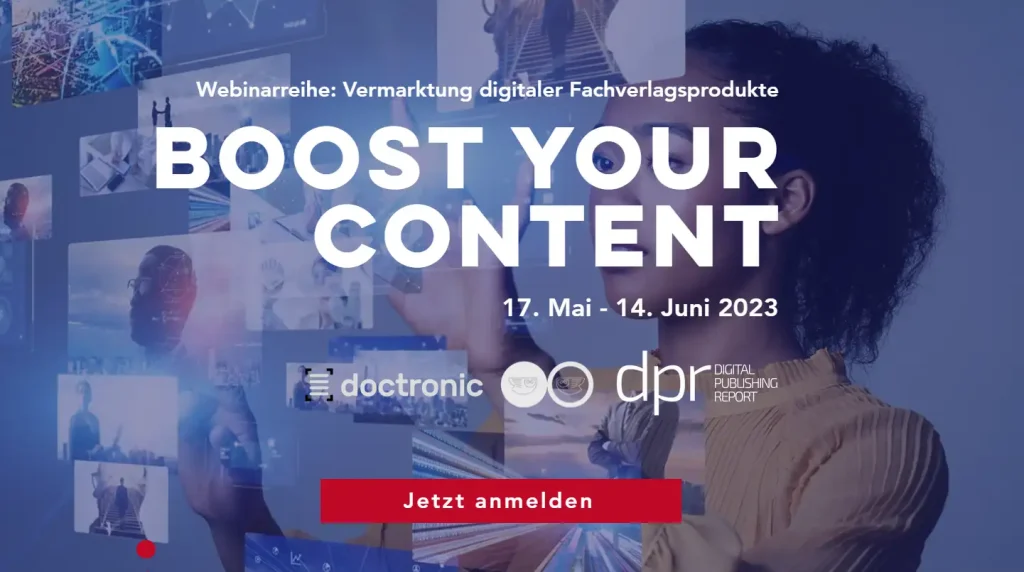 Banner für die Webinarreihe Boost your Content