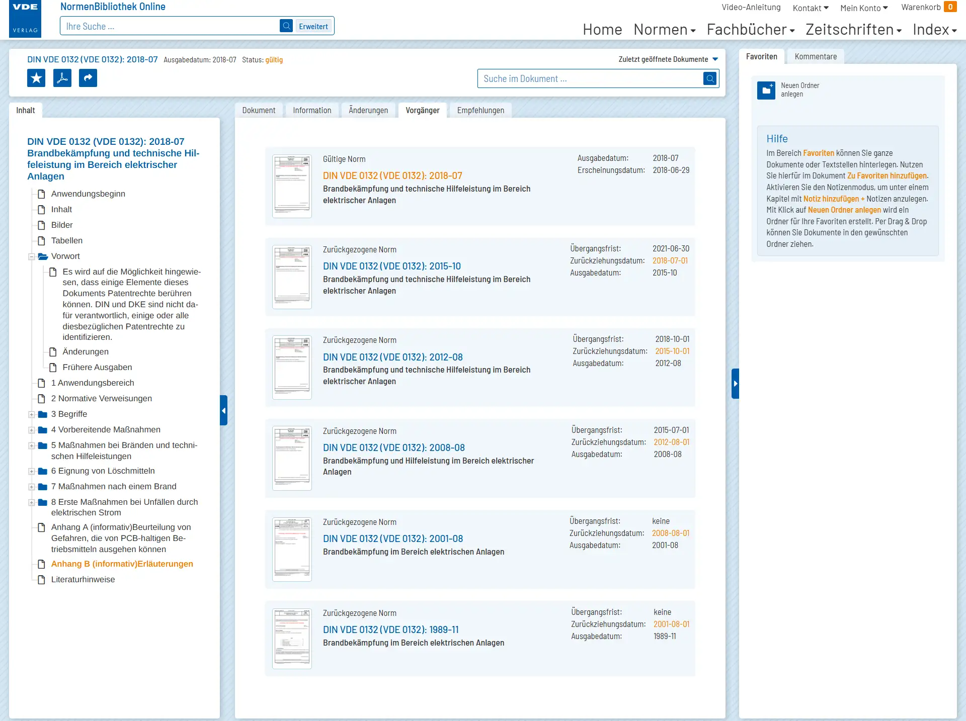 Screenshot der VDE Normenbibliothek