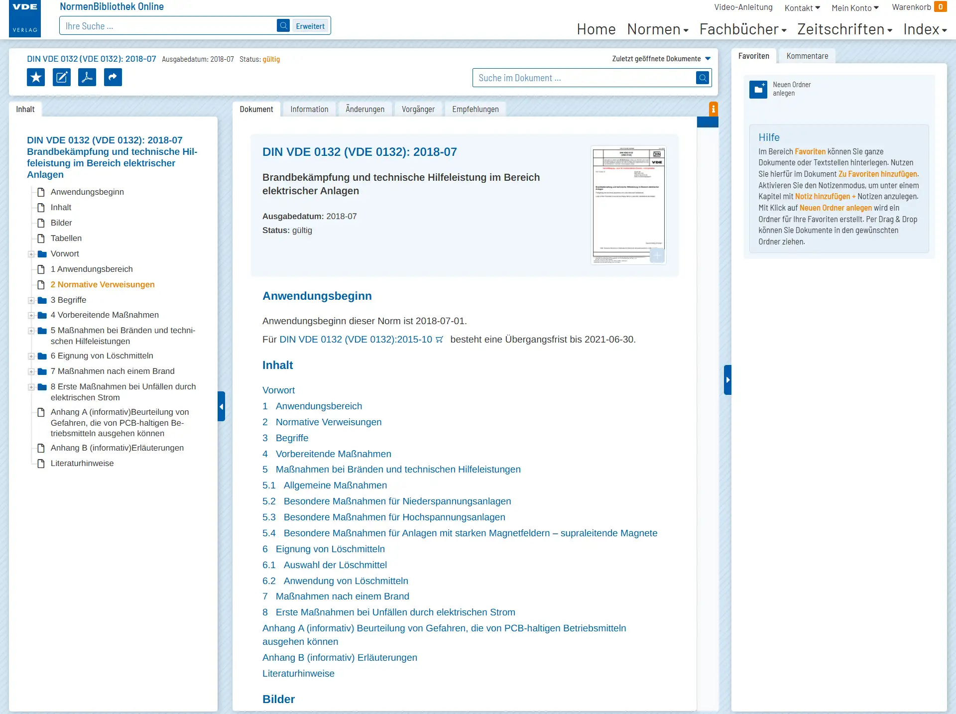 Screenshot der VDE Normenbibliothek