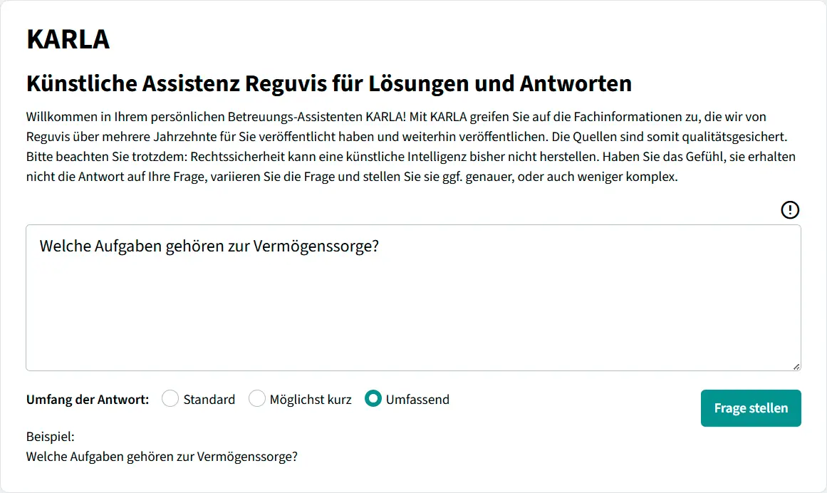 Sceenshot Reguvis KARLA - Frage