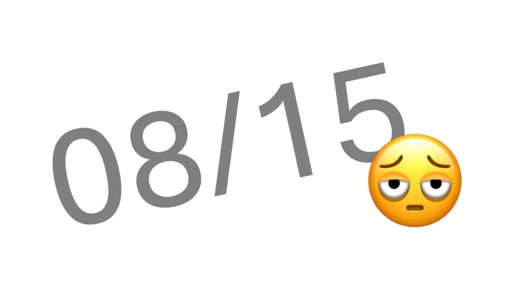 Das Zeichenreihenfolge 08/15 und ein gelangweilter Smiley