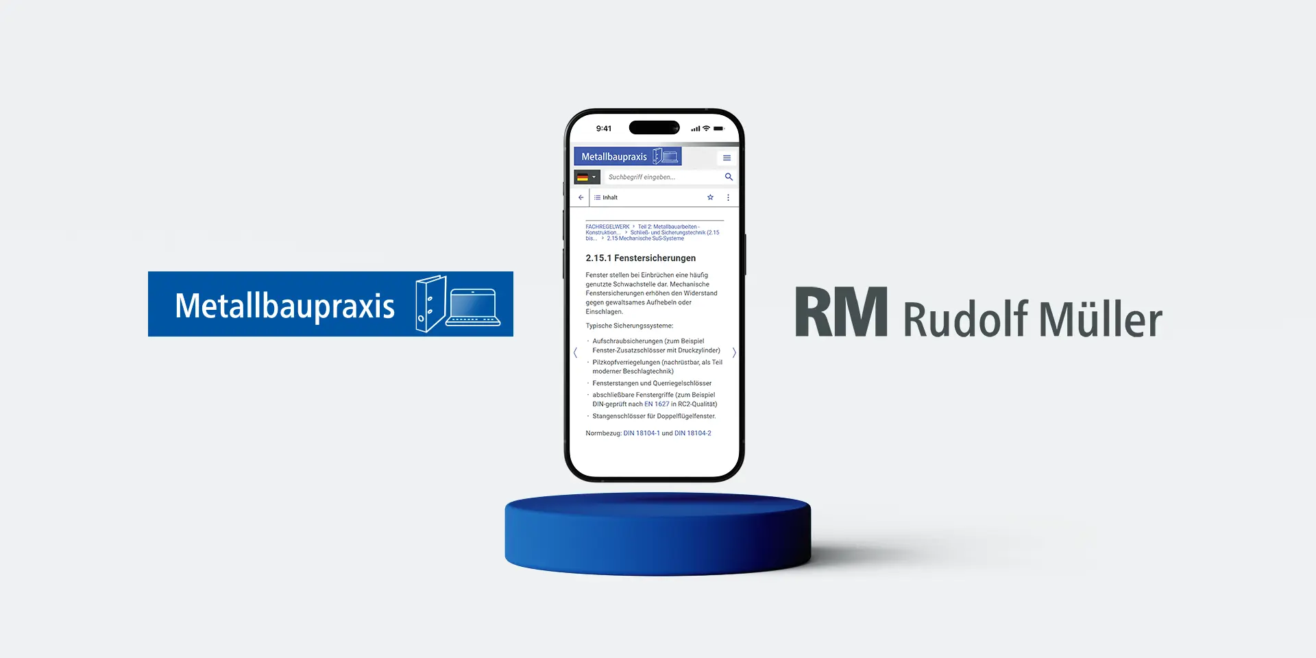 Eine Ansicht des Fachregelwerk Metallbaupraxis auf einem Mobiltelefon