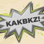 Grafik im Comic-Stil: Eine zackige Explosions-Sprechblase in Grau und Neongrün auf beigem Hintergrund mit dem Text „KAKBKZ!