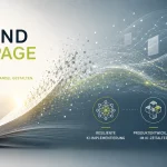Abstrakte Darstellung einer digitalen Transformation mit geschwungenen Linien, Partikeln und Symbolen für automatisierte Datenverarbeitung und Produktionsprozesse.